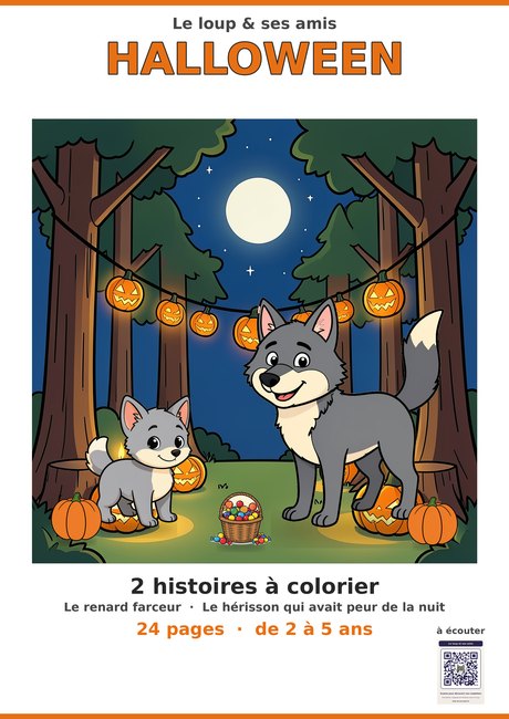 Le loup & ses amis — Halloween : 2 histoires à colorier